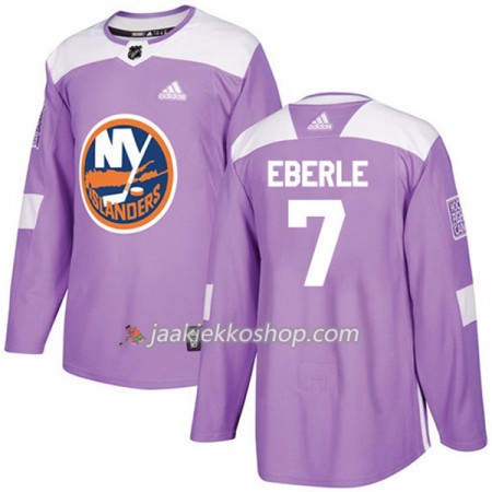 Miehille NHL New York Islanders Pelipaita Jordan Eberle 7 Adidas 2017-2018 Violetti Fights Cancer Practice Authentic